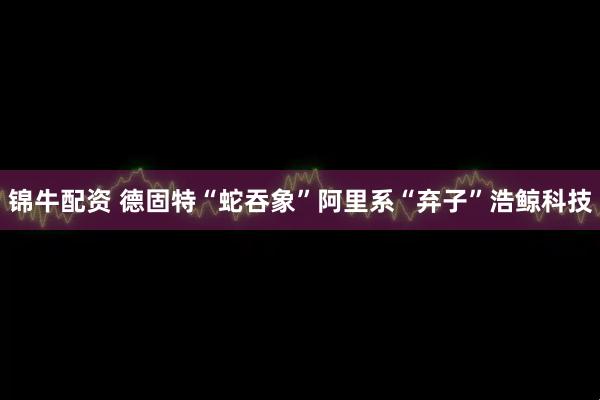 锦牛配资 德固特“蛇吞象”阿里系“弃子”浩鲸科技