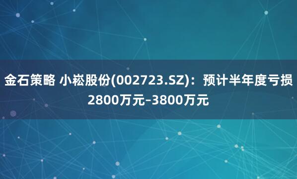 金石策略 小崧股份(002723.SZ)：预计半年度亏损2800万元–3800万元