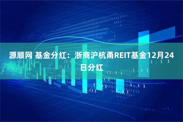 源顺网 基金分红:浙商沪杭甬REIT基金12月24日分红